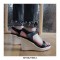 Peep Toe Platforms Hook and Loop Stitch Decorated Wedges Sandals - Brown