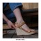 Peep Toe Platforms Hook and Loop Stitch Decorated Wedges Sandals - Brown