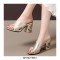 Peep Toe Chunky Heels Cross Straps Mules Sandals - Gold