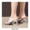 Peep Toe Chunky Heels Cross Straps Mules Sandals - Silver