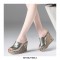 Peep Toe Platforms Breathable Wedges Summer Slip On Sandals - Silver