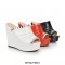 Peep Toe Platforms Crystal Decorated Wedges Summer Slip On Sandals - Orange