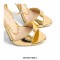 Stiletto Heels Peep Toe Chain Decorated Ankle Strap Dorsay Pumps - Gold