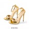 Stiletto Heels Peep Toe Chain Decorated Ankle Strap Dorsay Pumps - Gold