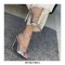 Stiletto Heels Peep Toe Chain Decorated Ankle Strap Dorsay Pumps - Silver