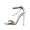 Stiletto Heels Peep Toe Chain Decorated Ankle Strap Dorsay Pumps - Silver