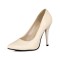 Pointed Toe Stiletto Heels Patent Pumps - Beige