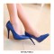 Pointed Toe Stiletto Heels Patent Pumps - Blue