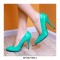 Pointed Toe Stiletto Heels Patent Pumps - Green