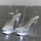 Light Up Italian Heels Peep Toe Ankle Strap Glowing Platform 6 Inch Heel Sandals - White