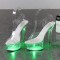 Light Up Italian Heels Peep Toe Ankle Strap Glowing Platform 6 Inch Heel Sandals - Light Green