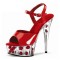 Crystal Toe Flower Base Cone Heel Summer Shoes - Red with Red Flowers