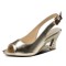 Peep Toe Back Straps Sweet Heart Wedges Sandals - Gold