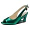 Peep Toe Back Straps Sweet Heart Wedges Sandals - Green