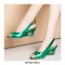 Peep Toe Back Straps Sweet Heart Wedges Sandals - Green