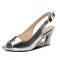 Peep Toe Back Straps Sweet Heart Wedges Sandals - Silver