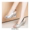 Peep Toe Back Straps Sweet Heart Wedges Sandals - Silver