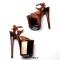 Peep Toe Stiletto Heels Transparent Ankle Cross Straps Platforms Sandals  - Brown PVC