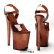 Peep Toe Stiletto Heels Transparent Ankle Cross Straps Platforms Sandals  - Brown PVC