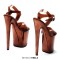 Peep Toe Stiletto Heels Transparent Ankle Cross Straps Platforms Sandals  - Brown PVC