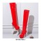 Stiletto Heels Round Toe Side Zipper Platform Knee High Boots - Red