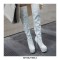 Stiletto Heels Round Toe Side Zipper Platform Knee High Boots - White