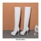 Stiletto Heels Round Toe Side Zipper Platform Knee High Boots - White