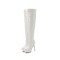 Stiletto Heels Round Toe Side Zipper Platform Knee High Boots - White