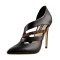 Pointed Toe Stiletto Heels Cut Out Matte Leopard Pumps - Black