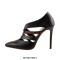 Pointed Toe Stiletto Heels Cut Out Matte Leopard Pumps - Black