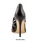 Pointed Toe Stiletto Heels Cut Out Matte Leopard Pumps - Black