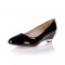 Round Toe Wedding Party Wedges Pumps - Black