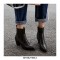 Chunky Heels Pointed Toe Snake Print Ankle Boots with Side Zipper - Black