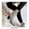 Chunky Heels Pointed Toe Snake Print Ankle Boots with Side Zipper - Gray