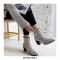 Chunky Heels Pointed Toe Snake Print Ankle Boots with Side Zipper - Gray