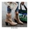 Chunky Heels Pointed Toe Snake Print Ankle Boots with Side Zipper - Yellow