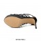 Stiletto Heels Ankle Straps Fretwork Patent Back Zipper Pumps - Black