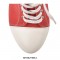Stiletto Heels Round Toe Lace Up Platform Canvas Chuck Booties with Side Zipper - Red