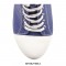Stiletto Heels Round Toe Lace Up Platform Canvas Chuck Booties with Side Zipper - Blue