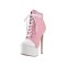 Stiletto Heels Round Toe Lace Up Platform Canvas Chuck Booties with Side Zipper - Pink