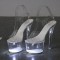 Light Up Italian Heels Peep Toe Ankle Strap Glowing Platform 7 Inch Heel Sandals - White
