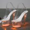 Light Up Italian Heels Peep Toe Ankle Strap Glowing Platform 7 Inch Heel Sandals - Gold