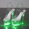 Light Up Italian Heels Peep Toe Ankle Strap Glowing Platform 7 Inch Heel Sandals - Light Green