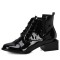 Round Toe Strange Block Heels Lace Up Ankle High Chelsea Boots - Black