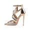 Stiletto Heels Peep Toe Ankle Straps Mesh Pumps Sandals - Gold