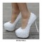 Round Toe Floral Lace Covered Stiletto Heels Platforms Wedding Pumps - White