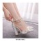 Pointed Toe Ankle Buckle Straps Rhinestones Chunky Heels Wedding Dorsay Pumps - White