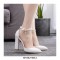 Pointed Toe Ankle Buckle Straps 1.6 Inches Chunky Heels Wedding Dorsay Pumps - White