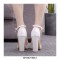 Pointed Toe Ankle Buckle Straps 1.6 Inches Chunky Heels Wedding Dorsay Pumps - White