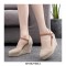 Slope Round Toe Buckle Straps Wedges Heels Platforms Sandals - Beige